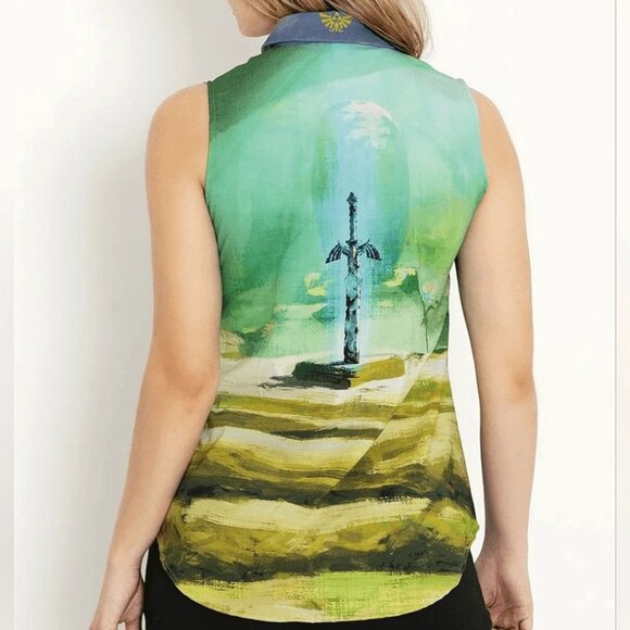Legend of Zelda Blackmilk Multicolor Graphic Button Down Shirt - Picture 2 of 9